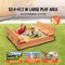 Kids Wooden Sandbox, 52.4×47.2" Outdoor Sand Pit with Bench Seats and Liner